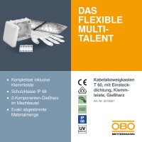 Kabelabzweigkasten T 60, Einsteckdichtung, Klemmleiste,...
